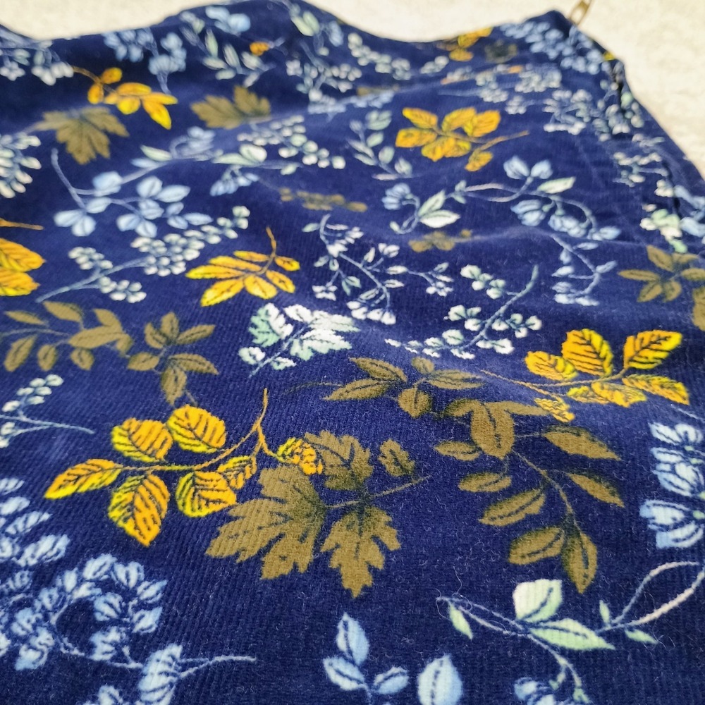 Talbots Womens Navy Corduroy Pencil Skirt Leaves Floral Pockets Side Zip Size 6 - Picture 7 of 13